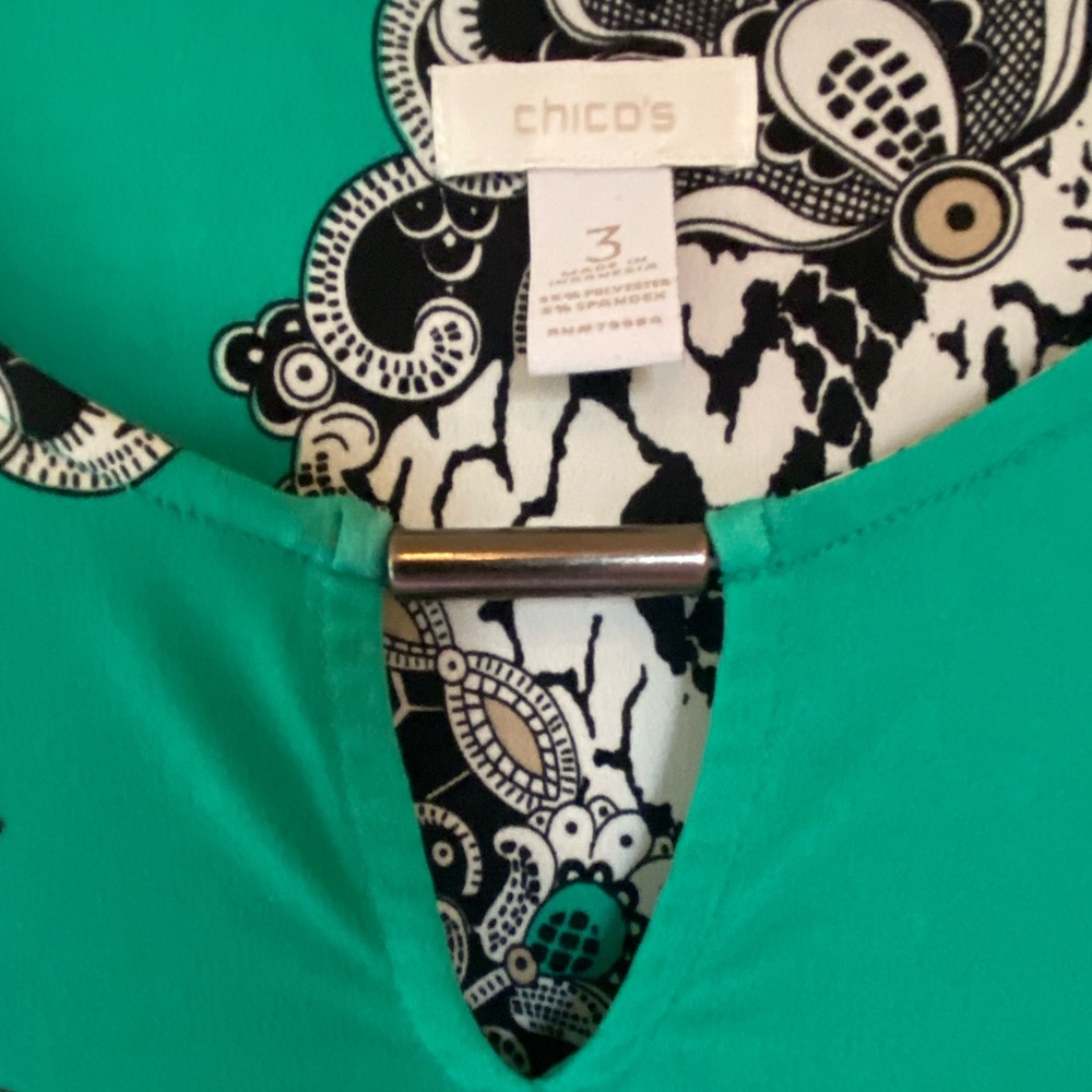 Chico's Turquoise and Black Floral Tunic - Picture 2 of 6